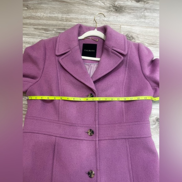 Talbots Lavender Single Breasted Wool Viscose Blend Winter Coat size large - Picture 8 of 13